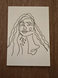 Marcatore artistico originale ACEO Big Long Hair One Line su carta firmato dall'artista #180 - Foto 1 di 1