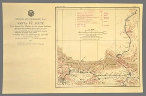 1915 Antique Santa Fe Railroad Map Line Los Angeles California San Bernardino CA - Picture 1 of 9