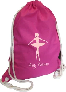 Ballet Dancer HOT PINK Kids Childs COTTON School Sports Gym PE Bag, Xmas Gift - Picture 1 of 9