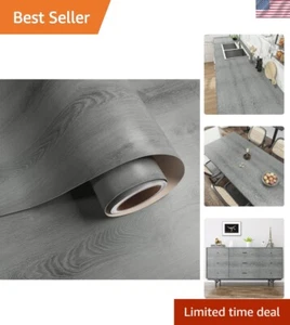 32"x354" Large Size Rustic Grey Wood Wallpaper Peel and Stick Wood Grain Cont... - Picture 1 of 10