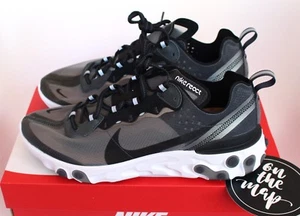 Nike React Element 87 Black Anthracite Grey UK 3.5 US 4 5.5 EU 36 AQ1090-001 New - Picture 1 of 12