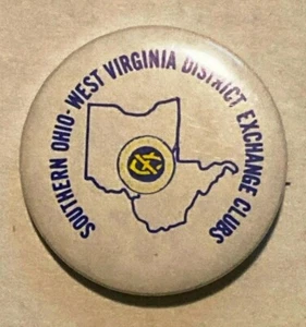 Southern Ohio West Virginia District Exchange Clubs Pin Button Pinback White - Picture 1 of 3
