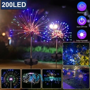4X RGB Garden Solar Fireworks Lights Outdoor Waterproof Path Lawn Lamp 200 LED - Picture 1 of 21