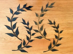 Set Of 2 Small Size Metal Wall Art Plaque Decor Branch With Leaves @ 2 Color - Picture 1 of 12
