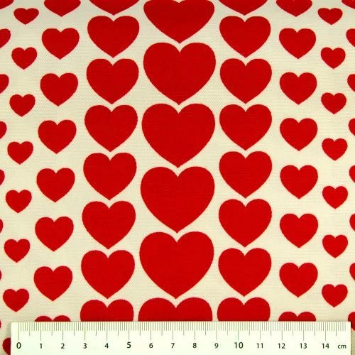 cosmo Stoff Herzen Baumwollstoff Herzen rot auf weiß Japan patchwork nähen quilt - Bild 1 von 1