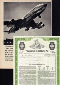 TWA TRANS WORLD AIRLINES INC dd  1961 USD 1,000 + original French  vintage ad - Picture 1 of 3