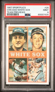 CHICAGO WHITE SOX Fisk Baines 1987 Sportflics Team Previews #26 PSA 9 Como Nuevo Pop 3 - Imagen 1 de 2