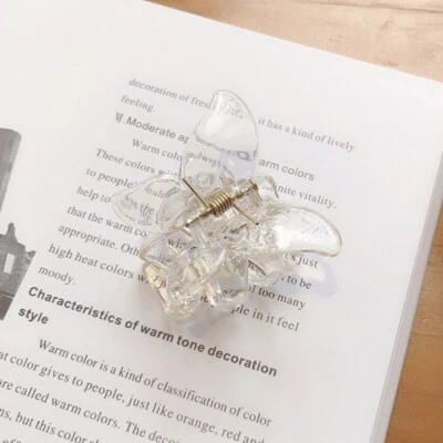 Women Butterfly Claw Clip Tough Transparent Plastic Small Hair Clips Crab Claw - Image 1 of 4