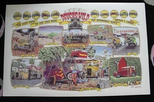 2'x3' ROBERT WILLIAMS DEUCES WILD Poster Ford Model A Car Art Man Cave Hot Rod - Picture 1 of 4