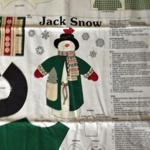 Cranston Collection JACK SNOW Cloth Doll FABRIC PANEL Snowman Christmas Outfit  - Picture 1 of 2