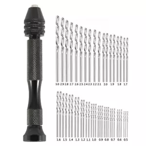 49x HSS Mini Micro Spiral Hand Push Drill Chuck Drill Pin Vise Bits Tools Pack - Picture 1 of 9