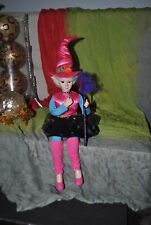 NEW NICOLE MILLER  ELF Fairy DOLL 20" Halloween Neon Witch Hat Spider Pumpkin
