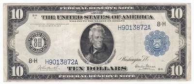 1914 Large Size Ten Dollar Note FRN $10 Burke Glass F-933 VF/XF Crisp Paper 🔥 - Image 1 of 2