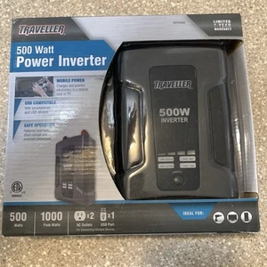 Traveller Power Inverter 500 Watt 1074455 - 2 Outlets 1 USB W/Cables - Picture 1 of 8
