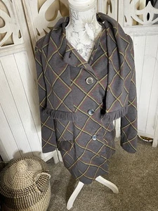 Vintage Tweed Wool Large Button Coat With Matching Scarf Dabney Lane Size Medium - Picture 1 of 7