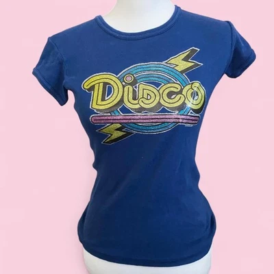 Vintage 1970's  Retro Disco Cap Sleeve T-Shirt - Image 1 of 4