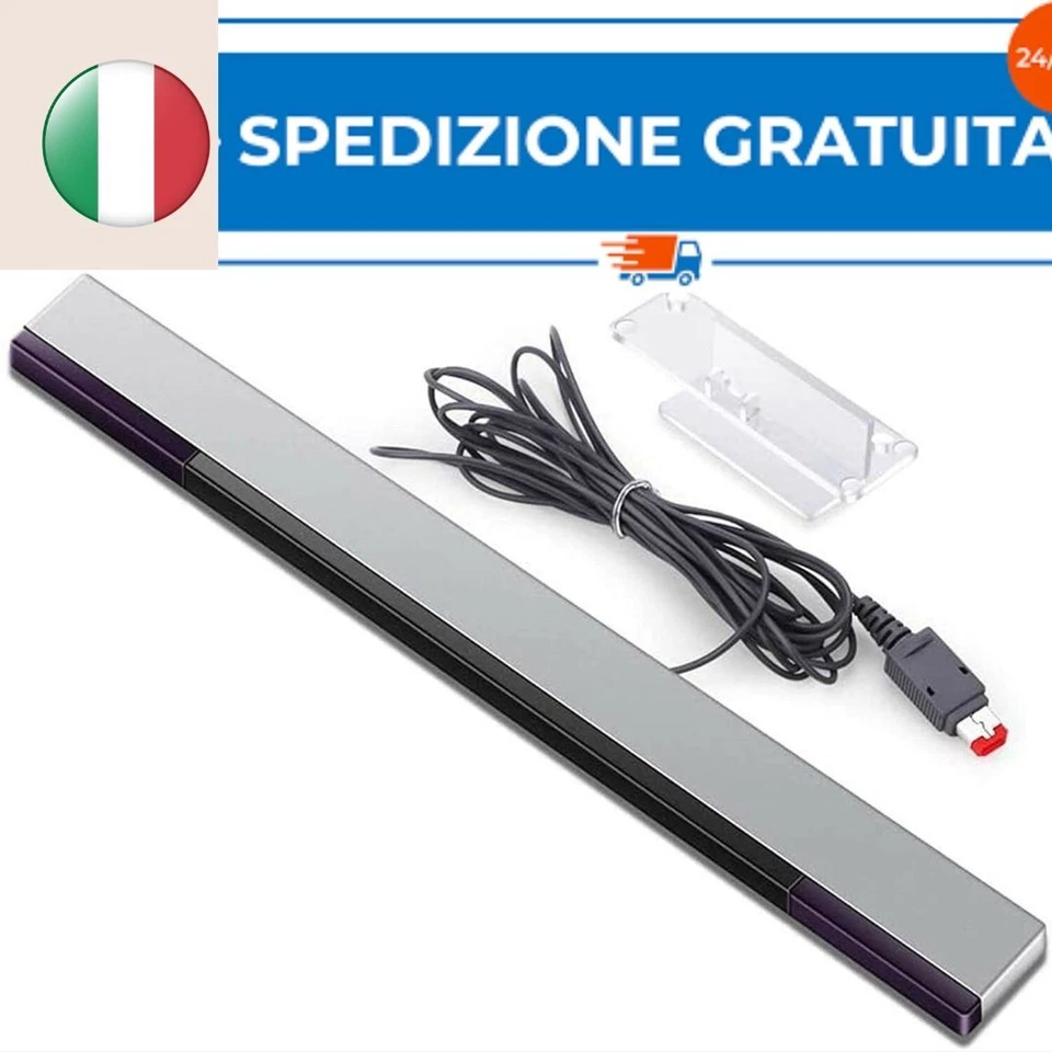 Barra Sensore per Nintendo Wii e Wii U con Ricevitore a Infrarossi Cablato - Immagine 1 di 4