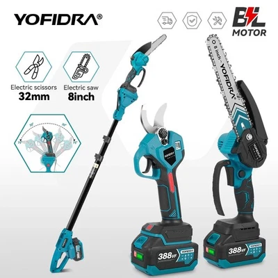 KIT POTATURA TELESCOPICO Motosega 8" Cesoia 32mm 2 Batterie 18V 4Ah professional - Immagine 1 di 4