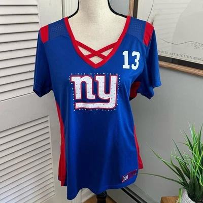 Top para mujer New York Giants XL Odell Beckham Jr #13 pedrería majestuoso NFL Foto 1 de 4