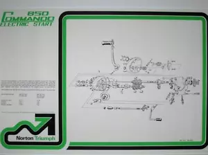 Norton laminated poster Electric Start 850 transmission gearbox exploded view - Picture 1 of 2