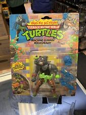 Vintage Machine Gunnin Rocksteady  TMNT Ninja Turtles Playmates 1991  SEALED MOC