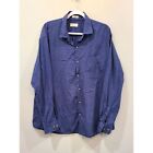 Peter Millar Mountainside Shirt Mens Xl Woven Sport Blue Silk Blend Button Front