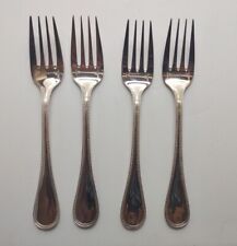 4 Christofle PERLES beaded edge Silverplate Salad Forks 6 1/2" France EXC cond.