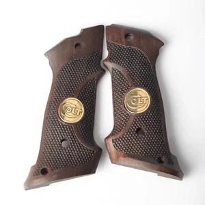 Neu Colt 1911 Griffe Full Size Walnussholz Colt Professional Target Gold Metall - Bild 1 von 7