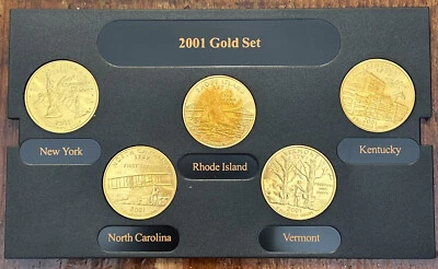 2001 GOLD D 50 STATE COMMEMORATIVE QUARTERS - 5 Coins - No Box & No Case - Image 1 of 2