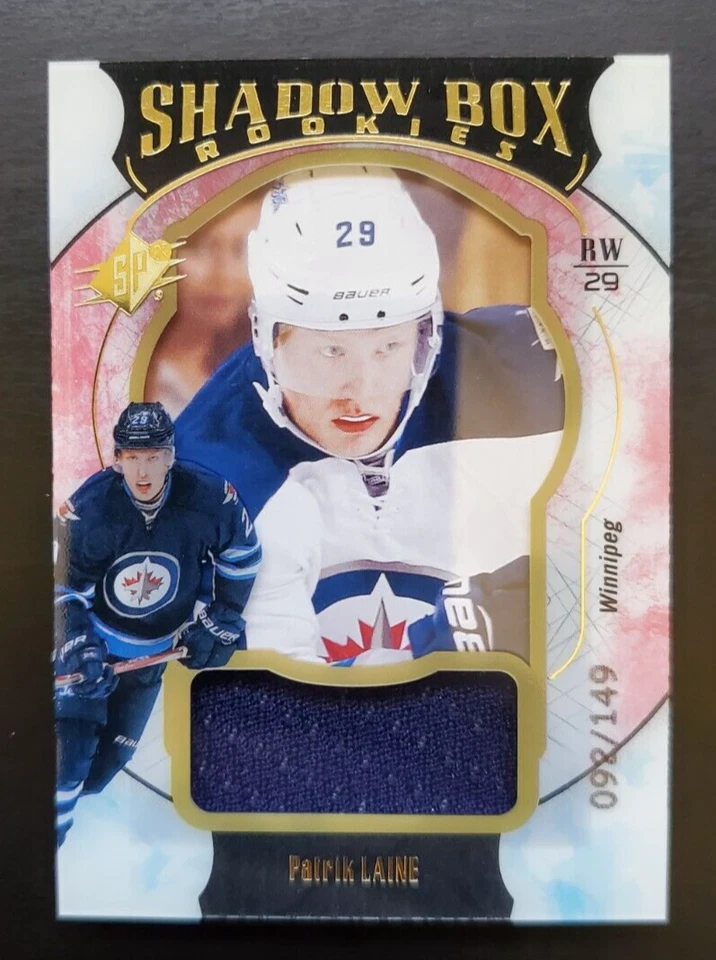 2016-17 SPX Patrik Laine Shadow Box Rookies Red Patch 92/149 #74 Winnipeg Jets - Image 1 of 3