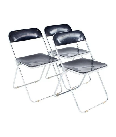 Giancarlo Piretti Anonima Castelli Style Mid Century Lucite Set of 3 Fold Chairs Cover