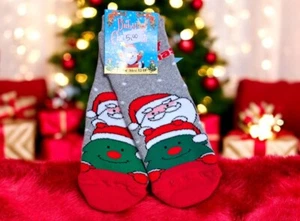 Natale calzino antiscivolo Natale Babbo Natale neonato neonata unisex rosso grig - Foto 1 di 2