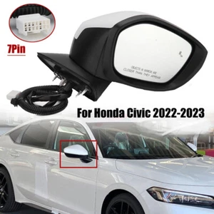 Side Mirror Assembly For 2022-2023 Honda Civic Right Passenger Blind Spot Heated - Picture 1 of 16