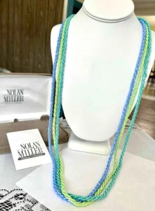 Nolan Miller 3 Pc. Aqua, Corn Flower Blue, Mint Green Bugle Bead Necklaces 36" - Picture 1 of 6