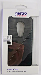 Moto G7 Play Black LUXE Premium Designer Case Metro by T-Mobile New Free Ship - Picture 1 of 4