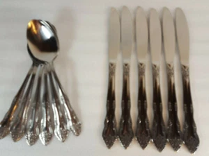 Rogers Dream Rose Edelstahl Set mit 6 Messern oder 6 Suppenlöffeln Stanley Roberts  - Bild 1 von 7