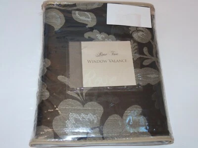 Rose Tree BRYANT PARK Black Silver contemporary floral Tailored Valance NEW - Image 1 of 4