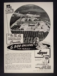 1952 Layne Water Pumps Wells Fosgate Citrus Florida photo vintage print Ad - Picture 1 of 1