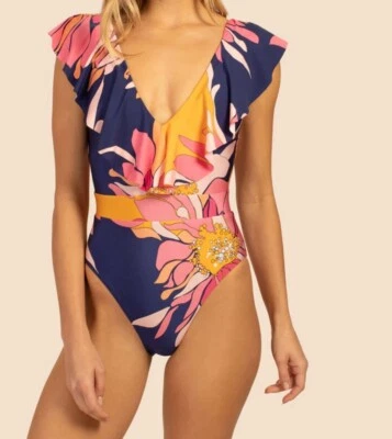 Traje de baño de una pieza Trina Turk Breeze con volantes talla 10 Foto 1 de 4