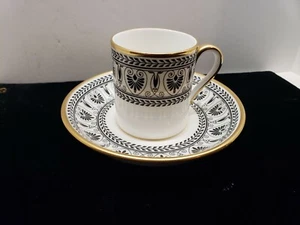 vintage Crown Staffordshire bone china demitasse cup and saucer Black Victoria  - Picture 1 of 5
