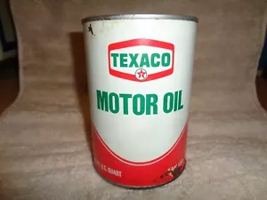 TEXACO MOTOR OIL FULL METAL STEEL QUART CAN ORIGINAL VINTAGE - Picture 1 of 7