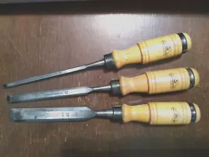 Vintage - Nooitgedagt Wood Chisels 6, 12, 20 - 1/4, 1/2 & 3/4 inch - Holland - Picture 1 of 16