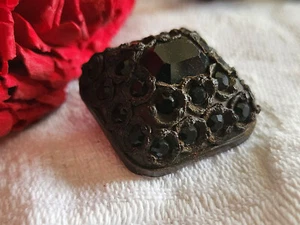 Bouton vintage parurier collection resine strass noir bijoux 2,4 cm ref 3330 - Bild 1 von 4