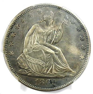Medio dólar libertad sentada 1861-O 50C - PCGS AU detalles - ¡Rara moneda de la Guerra Civil! Foto 1 de 4