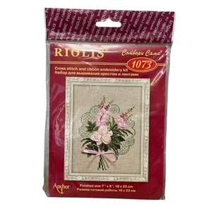 Roilis Cross Stitch Ribbon Embroidery Kit Russia Complete Sealed 7x9” NOS 1073 - Picture 1 of 4