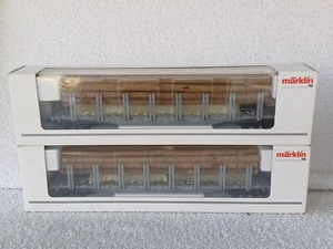 Märklin HO Gauge 47149/2 & 47149/3 SBB CFF Flat Wagons With Timber Loads - Picture 1 of 10