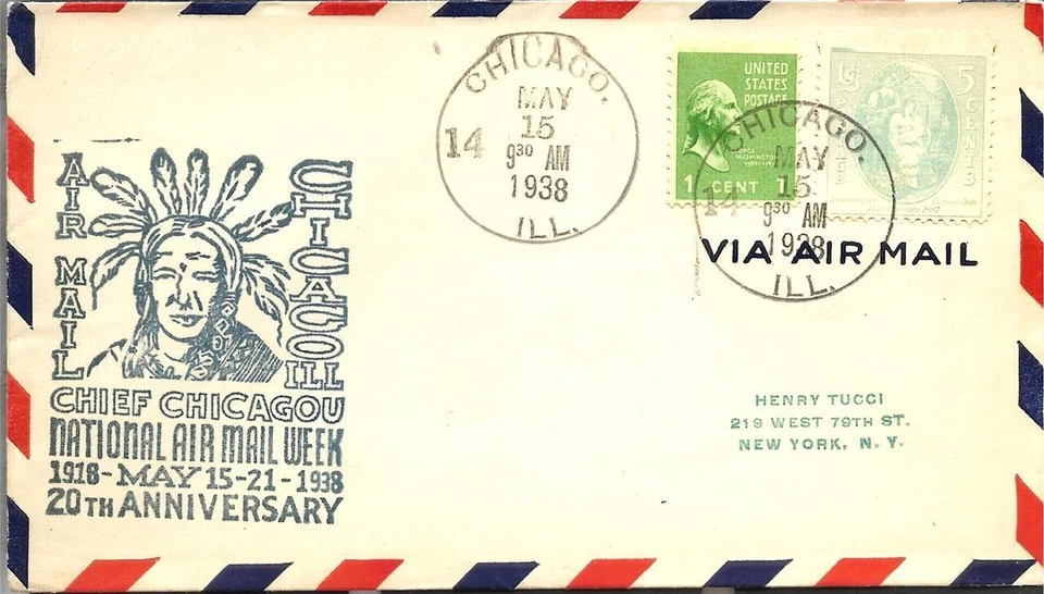 National Airmail Week Chicago IL 15 May 1938 Cacheted Cover - Image 1 of 1