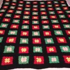 LARGE VINTAGE HAND CROCHETED AFGHAN! COLORFUL SQUARES  58" X  48”
