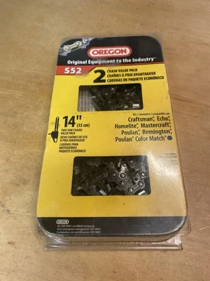 Paquete de 2 hojas de motosierra Oregon S52 91 bajo perfil 14" paquete de 2 cadenas de motosierra Foto 1 de 2