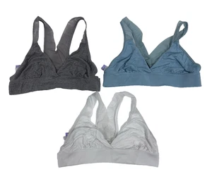 SECRET TREASURES 3 WOMENS LARGE 36 B/C SOFT MICROFIBER BRAS GREY WHITE TURQUOISE - Picture 1 of 6